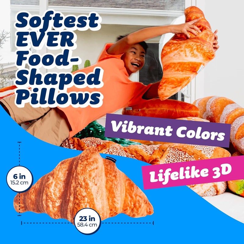 Much Comfort 23" 3D Flaky Croissant Throw Pillow - Made with Super Soft & Ultra Premium Fabric - Cute, Comfortable, Plush, Stuffed French Loaf Bread Toast Cushion for Home Decor - Funny Gift - Medium - Image 2